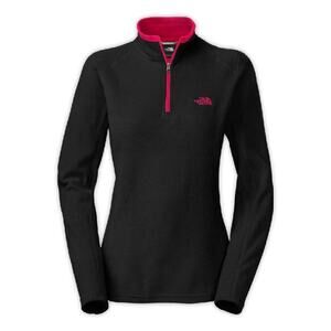 The North Face‎ Black & Cerise Pink Heather Glacier 1/4 Zip Fleece Jacket Size S